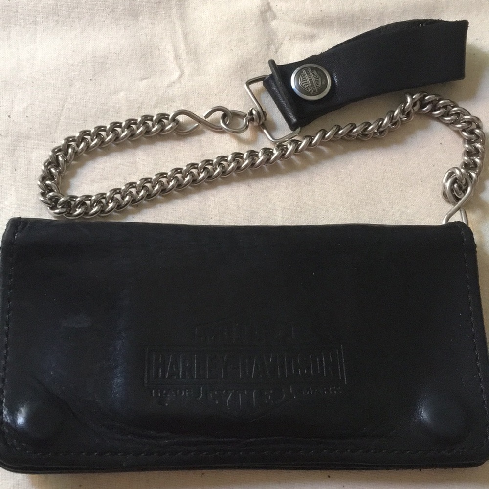 Genuine Harley-Davidson Black Leather Chain Wallet